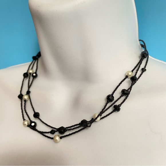 WHITE HOUSE BLACK MARKET Mini Seed Bead & Faux Pearls Triple Strand Necklace - Picture 4 of 9